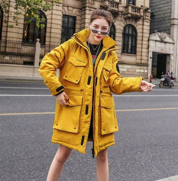 women's trench coats tool cotton down jacket ladies hooded thick coat ace-0045, Tan;black